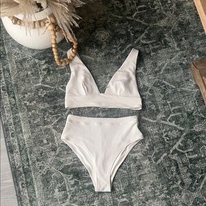 H&M Ribbed White Two-Piece Bikini Set